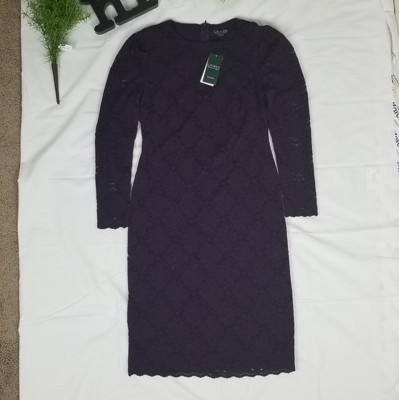 Ralph Lauren Purple Foral Lace Dress - Picture 2 of 10